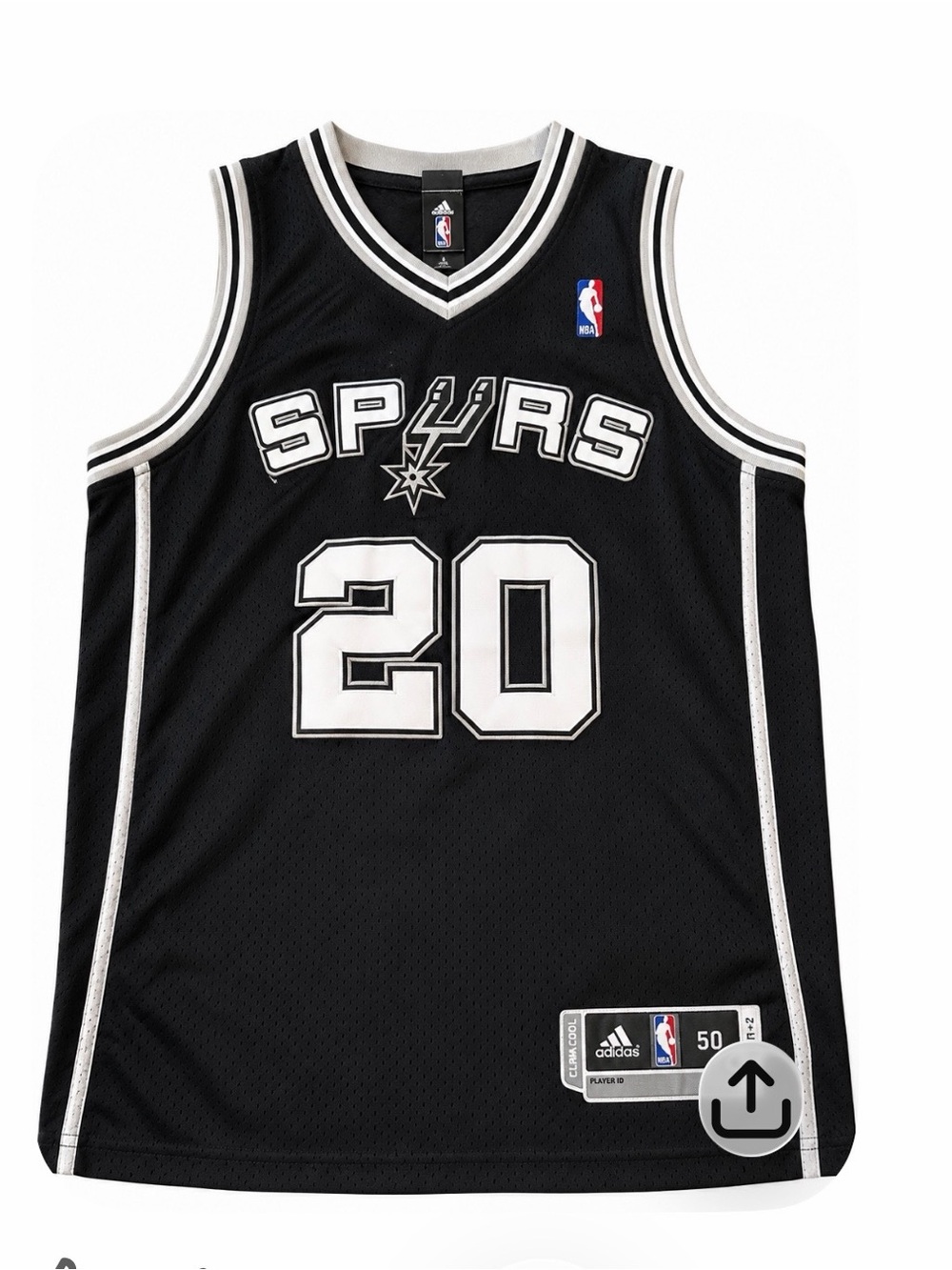 Manu Ginobili #20 San Antonio Spurs Adidas NBA Sewn Jersey Size 50 +2